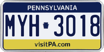 PA license plate MYH3018