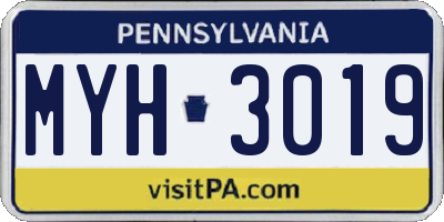 PA license plate MYH3019