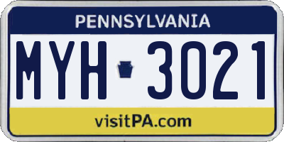 PA license plate MYH3021
