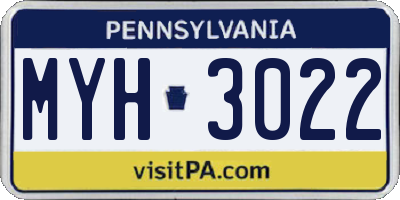 PA license plate MYH3022