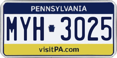 PA license plate MYH3025