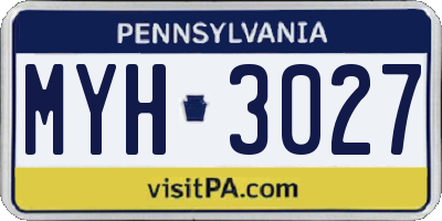PA license plate MYH3027
