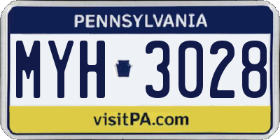 PA license plate MYH3028