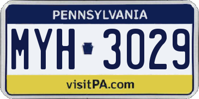 PA license plate MYH3029