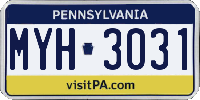PA license plate MYH3031