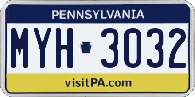 PA license plate MYH3032