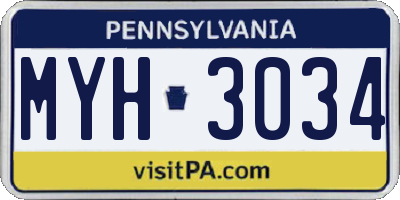 PA license plate MYH3034