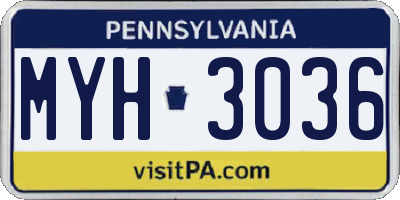 PA license plate MYH3036