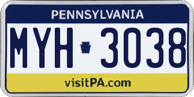 PA license plate MYH3038