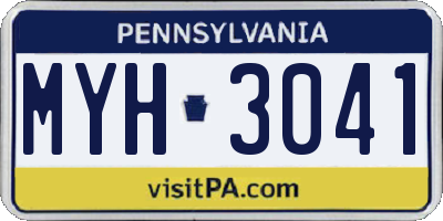 PA license plate MYH3041