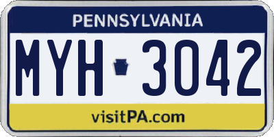 PA license plate MYH3042