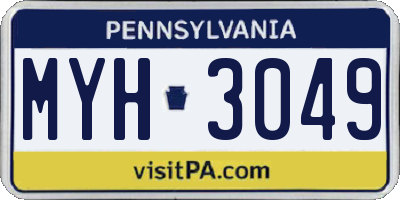 PA license plate MYH3049