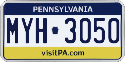 PA license plate MYH3050