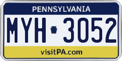 PA license plate MYH3052