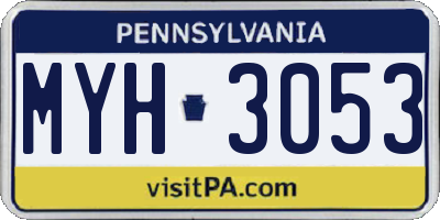 PA license plate MYH3053