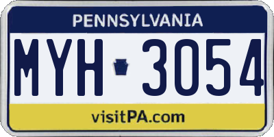 PA license plate MYH3054