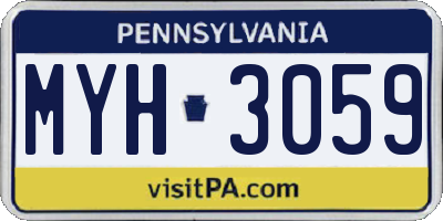 PA license plate MYH3059