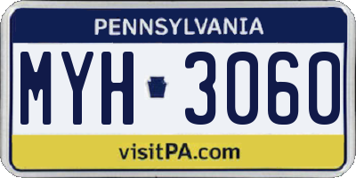 PA license plate MYH3060