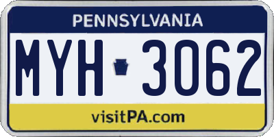 PA license plate MYH3062