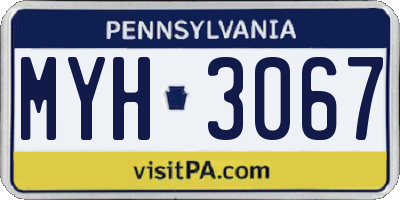 PA license plate MYH3067