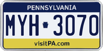 PA license plate MYH3070