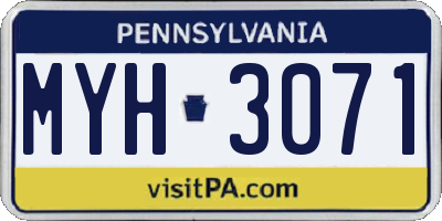 PA license plate MYH3071