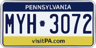 PA license plate MYH3072