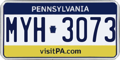 PA license plate MYH3073