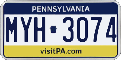 PA license plate MYH3074