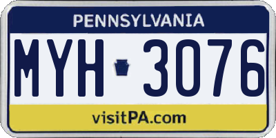 PA license plate MYH3076