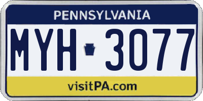 PA license plate MYH3077