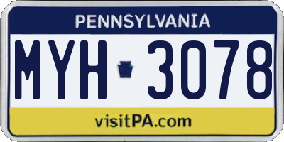 PA license plate MYH3078