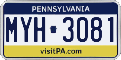 PA license plate MYH3081