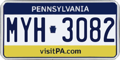 PA license plate MYH3082