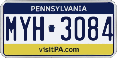 PA license plate MYH3084