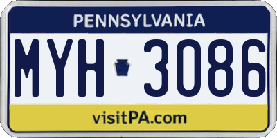 PA license plate MYH3086