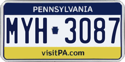 PA license plate MYH3087