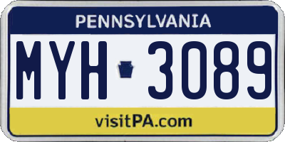 PA license plate MYH3089