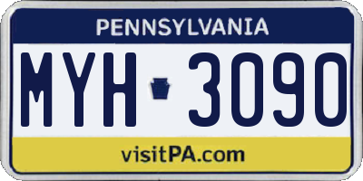 PA license plate MYH3090