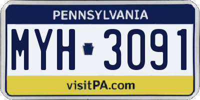 PA license plate MYH3091