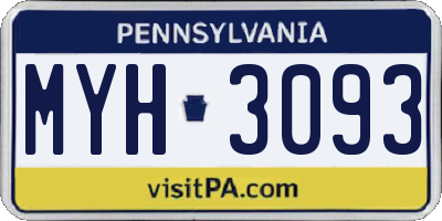 PA license plate MYH3093