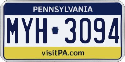 PA license plate MYH3094