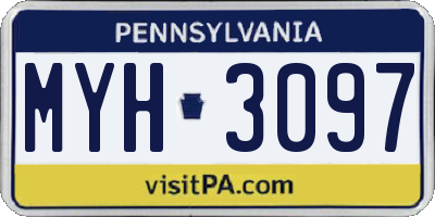 PA license plate MYH3097