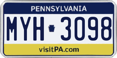 PA license plate MYH3098