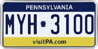 PA license plate MYH3100