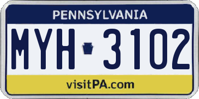 PA license plate MYH3102
