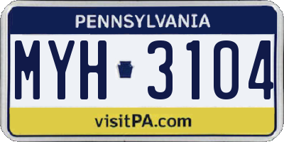 PA license plate MYH3104