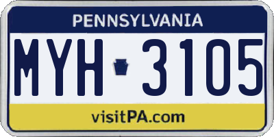 PA license plate MYH3105