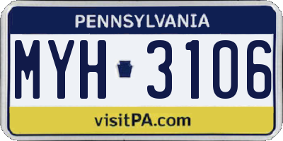 PA license plate MYH3106
