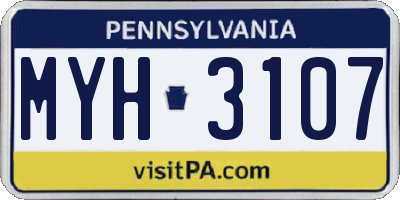 PA license plate MYH3107